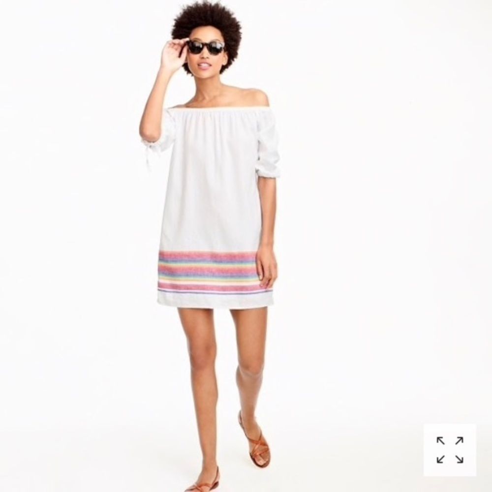 J. Crew Off The Shoulder Beach Dress Rainbow XXS